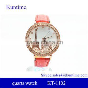 Cheap fashion gift watch 2 laps crystal decoration bezel quarts wrist watch 5colors