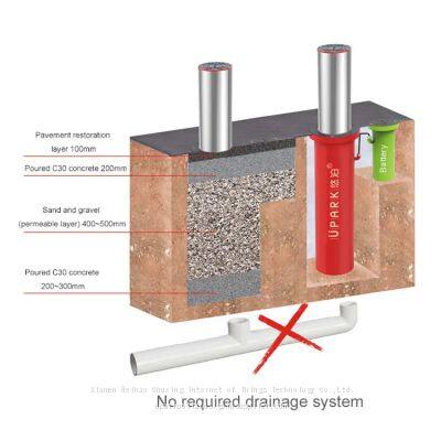High Security Battery Powered Retractable Barrier Bollard Automatic 6mm Thickness Metal Parking Posts photo-5