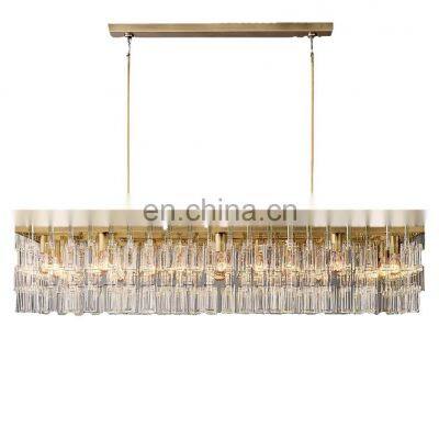 Modern Antique Brass Marignan Rectangular Chandelier with Vintage Design Black Finish LED Light Source Crystal Pendant Lights