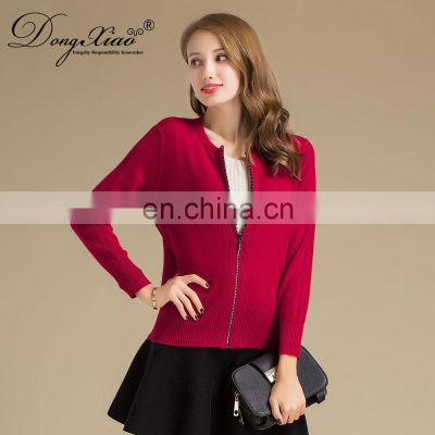 Soft Warm Short Cashmere Cardigan Solid Color Full Zip Woman Cashmere Sweater