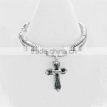 Fashion Religious Bracelet Believe The Lord's Prayer Cross Stretch Bracelet