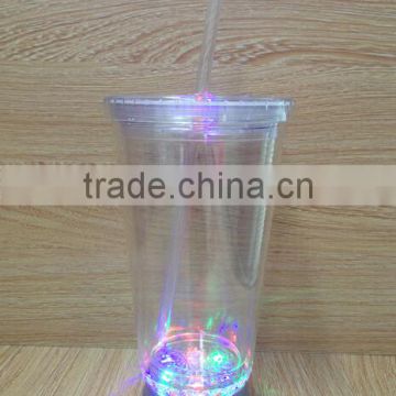 16OZ with straw LED lighting mug flashing mug