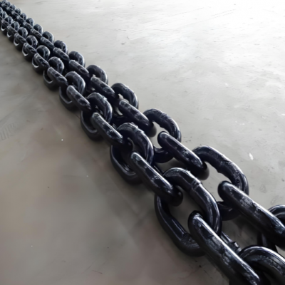 Рудничная цепь-скребок φ 26× 92 из марганцевой стали, обработанная термически, высокопрочная рудничная круглая цепь с кольцами