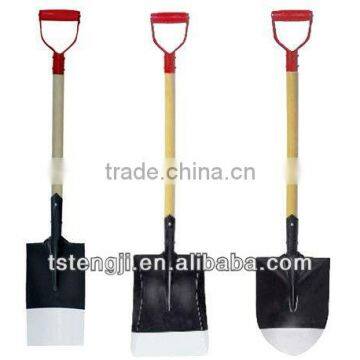 Farm tools emergency shovel with D gripe wood handle shovel 65Mn steel type of shovel