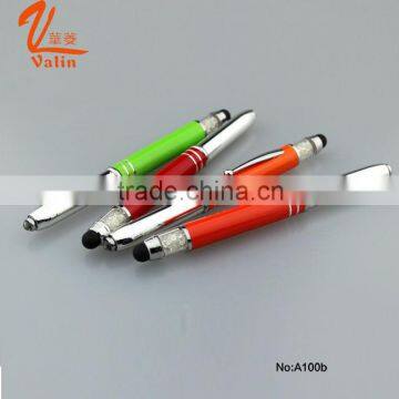 Promotional led touch metal ball pen with crystal touch