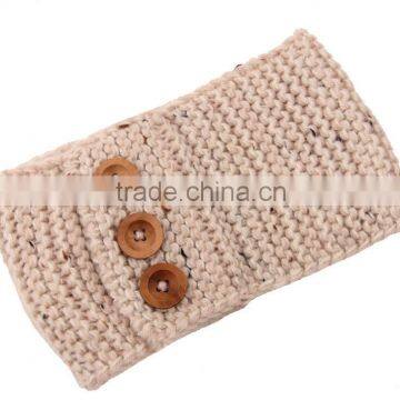 Fashion Trendy Girls Headband With Buttons Knitting Hair Accessories for Women