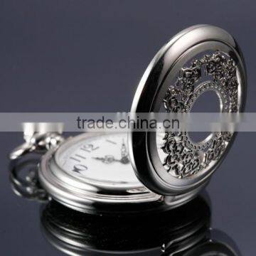 New Mens Stainless Steel Case White Dial Arabic Numbers Antique Pocket Watch with Chain