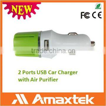 Wireless 2 Ports USB Anion Car Charger with Air purifier