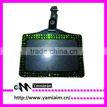 rhinestone name badge holder Green color OEM custom insert