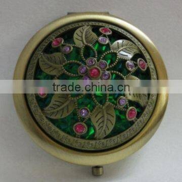 bronze hollowed-out makeup mirror