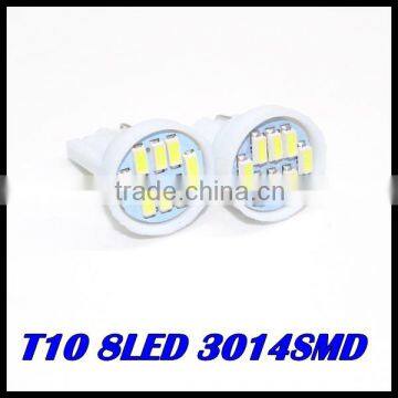 2015 new product white t10 led 3014smd T10 8smd 194 168 192 W5W super bright Auto led car lighting wedge