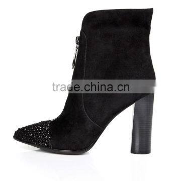 Top Fashionable Rhinestone Women Boots Andkle Boots Leather Heels photo-4
