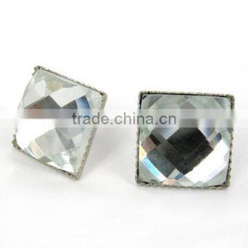 Cheap Wholesale Women Square Shaped White Glass Stud Earrings