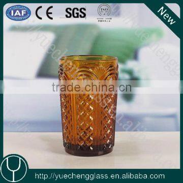 Machine-made solid color amber hiball waterglass wholesale