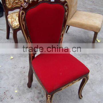 Antique carved red velvet dining chair XD1053