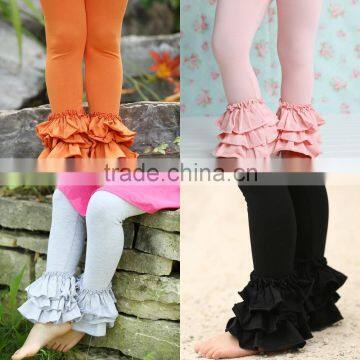 Newest icing ruffle toddler pants high quality bella triple ruffle leggings cotton kids ruffle leggings