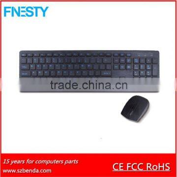 2016 Hot selling slim 2.4g wireless standard mouse and keyboard combo