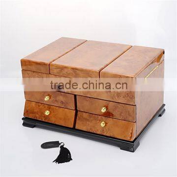 New Arrive Luxury Import Piano Lacquered Bird Eye Wood Jewelry Box Home Decoration photo-3