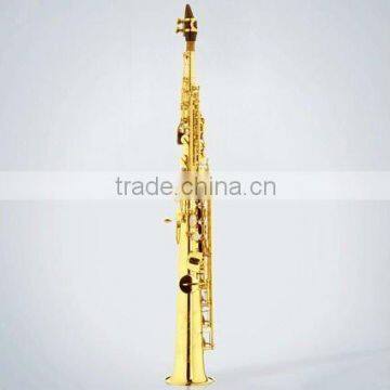 Soprano Saxophone straight type, with neck, gold lacquer
