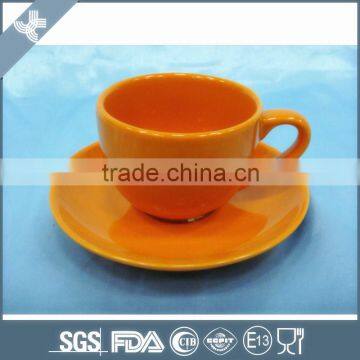 2016 round ceramic coffee cup and saucer with orange color design