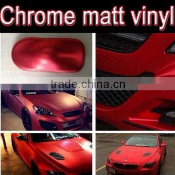 Red chrome matt vinyl sticker for car body decoration 1.52x20m