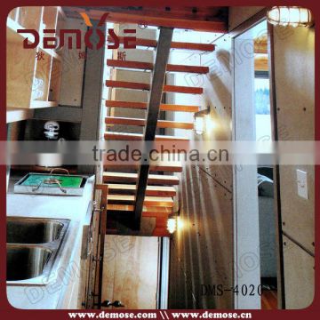 precast stairs with glass railing and wood steps for home use