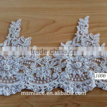 2015 New Design White Bridal Beaded Lace