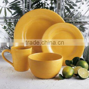 16pcs color glazed stoneware dinner set for round shape