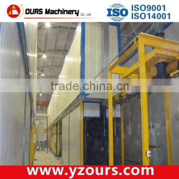 Automatic powder coating line for metals