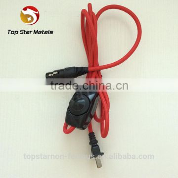 Red analog xlr connector with US power cord for smoking