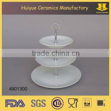 Ceramic three-tiers food display, cake display