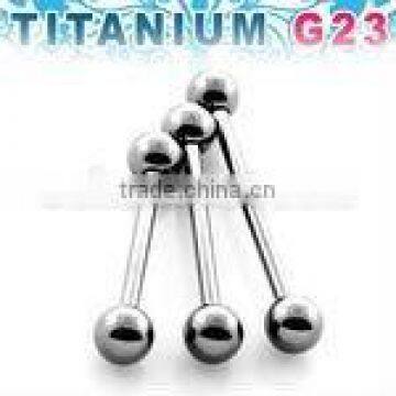 Titanium G23 barbell tongue bar - 14g, 5mm balls