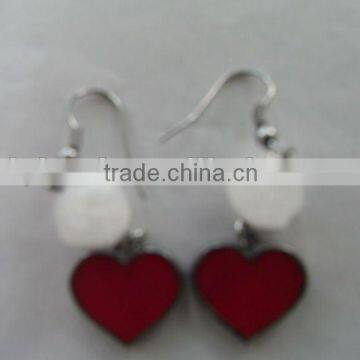 cute zinc alloy enamel heart earrings manufacture