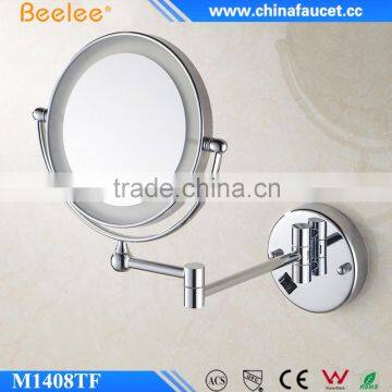 Beelee Chrome Silvery Round Mirror Modern LED Extendable Smart Makeup Mirror