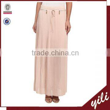 Maxi skirt with accordion style design Elastic waistband long dress