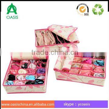 Fashion foldable 3 set underwear storage box