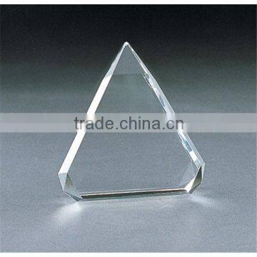 high quality crystal glass plaque/block, clear blank crystal triangle shape blocks/cubes for engraving