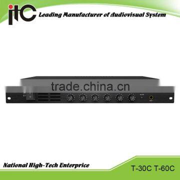 ITC T-30C Series Economical 30W 60W Support 2 Line and 2 Mic Input PA System Integrated Amplifier photo-2