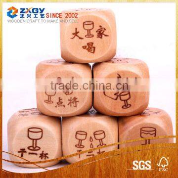 35mm 6 sides custom laser engraved wooden dice with round corner