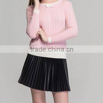 New winter fashion design mature woman faux leather skirt