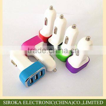 Mobile phone accessories manufacturer universal 3 USB port car charger 5V 5.2A micro car charger for iPhone 6/Samsung