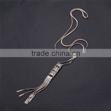 Real 18k Light Gold Plated Fashion 3 Square Design CZ Diamond With Tassels Long Chains Necklaces for Women Girls Jewelry photo-5