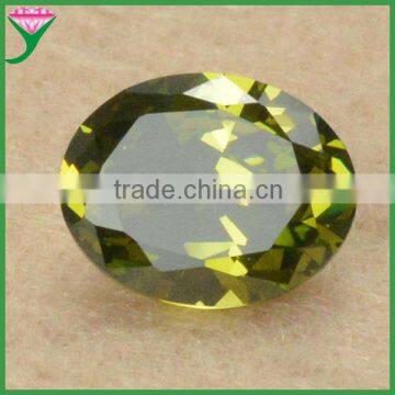 wholesale high quality loose Oval dark Peridot cz lab created diamond