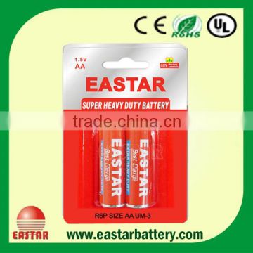 eastar brand 1.5v um3 battery aa size battery heavy duty carbon battery