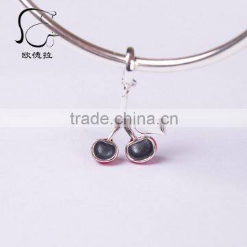 Leaves Enamel Silver Initial Letter Pendant photo-3