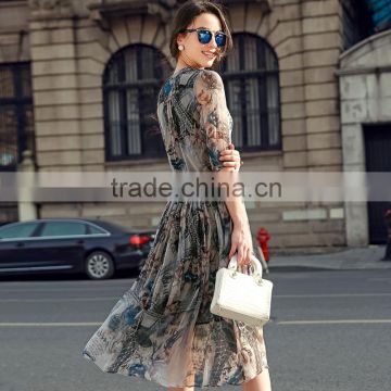 Digital Print Silk Dress, Raw Silk Chiffon Dress Patterns, Thai Silk Evening Dresses Designer in Shanghai                        
                                                Quality Choice