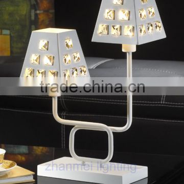 Modern Crystal two lights compund Table Lamp for bedroom or dining table