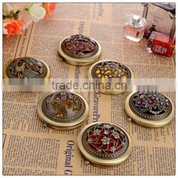 Foldable pocket makeup mirror round shape comestic mirror decorative compact mirror