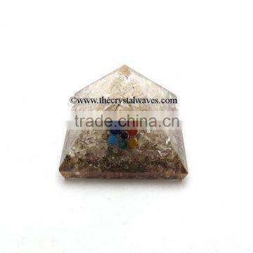 Crystal Quartz Orgone Pyramid With Flower Shape Chakra Cabs