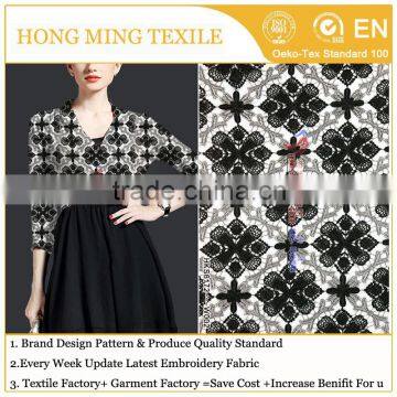 Guangzhou Textile Manufacturers Milk Slik Thread Embroidery Guipure Lace Fabric Chemical Lace Designs